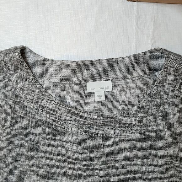 J. Jill Pure Jill Linen Pullover Lagenlook Boxy Oversized Top Gray White Size XS - Picture 6 of 8
